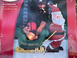 2009 Gemmy 6' Lighted Santa Reindeer Sleigh Christmas inflatable Airblown