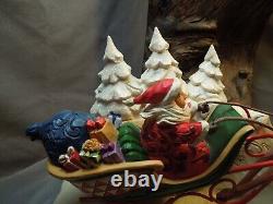 2020 ENESCO JIM SHORE HEARTWOOD CREEK Here Comes Santa Sleigh Reindeer 6006635