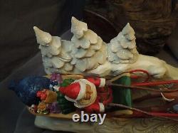 2020 ENESCO JIM SHORE HEARTWOOD CREEK Here Comes Santa Sleigh Reindeer 6006635