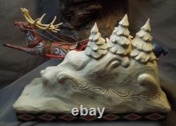 2020 ENESCO JIM SHORE HEARTWOOD CREEK Here Comes Santa Sleigh Reindeer 6006635