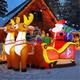 2.1m Long Christmas Decoration Inflatable Santa Reindeer Sled Holidays Outdoor