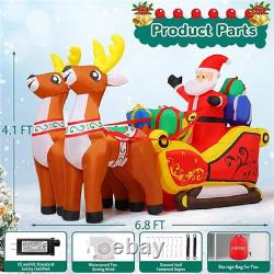 2.1m Long Christmas Decoration Inflatable Santa Reindeer Sled Holidays Outdoor