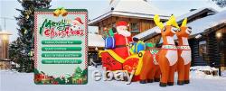 2.1m Long Christmas Decoration Inflatable Santa Reindeer Sled Holidays Outdoor