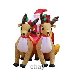 2.2M Inflatable LED Santa Claus Reindeers With Sleigh Christmas Yard Decoration