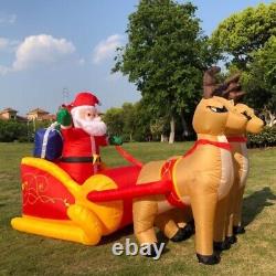 2.2M Inflatable LED Santa Claus Reindeers With Sleigh Christmas Yard Decoration