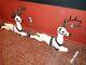2 Beco Blow Mold White Reindeer With Antlers And Support 35 For Santa Sled