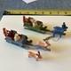 2 Erzgebirge Santa Reindeer Sleigh Putz Wood Germany Antique C1920 Christmas Lot