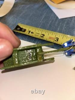 2 Erzgebirge Santa Reindeer Sleigh Putz Wood Germany Antique c1920 Christmas Lot