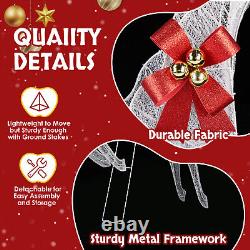 2-Piece Lighted Reindeer & Santa's Sleigh Festive Christmas Decoration for Patio