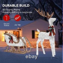 2-Piece Set Outdoor Lighted Reindeer with Sleigh Christmas Decors