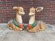 2 Vintage 1960's Poloron Christmas Fawn/baby Deer Reindeer Lighted Blow Mold