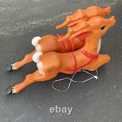 2 Vintage Empire Santa Sleigh Reindeer Blow Mold 19 Tall By 35 In Length
