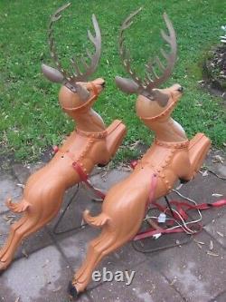 2 Vintage Poloron Reindeer Blow Mold Christmas Holiday Outdoor