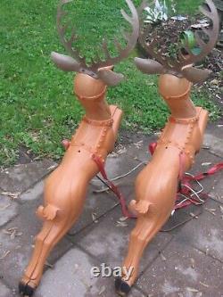 2 Vintage Poloron Reindeer Blow Mold Christmas Holiday Outdoor