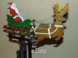 2 Vintage Santa's Sleigh Reindeer / MOON Pendulum Balance Folk art Perpetual