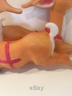 2 Vtg Empire 35 Long Blow Mold Reindeer For Santas Sleigh Christmas Yard Decor