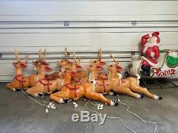 30 piece Vintage Christmas Empire Santa sleigh & reindeer blow mold set / union