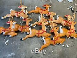 30 piece Vintage Christmas Empire Santa sleigh & reindeer blow mold set / union