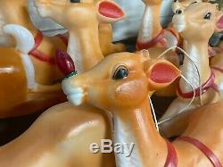 30 piece Vintage Christmas Empire Santa sleigh & reindeer blow mold set / union