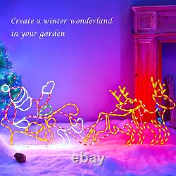 315L LED Long Lighted Santa Claus Sleigh and Reindeer Lights, Colorful Neon Ligh