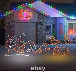 315 LED Santa Sleigh and Reindeer Lights, Christmas Lighted Neon Sign