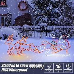315 LED Santa Sleigh and Reindeer Lights, Christmas Lighted Neon Sign