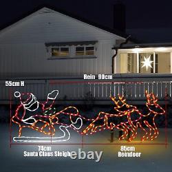 315 LED Santa Sleigh and Reindeer Lights, Christmas Lighted Neon Sign, Christmas