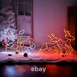 315 LED Santa Sleigh and Reindeer Lights, Christmas Lighted Neon Sign, Lighte