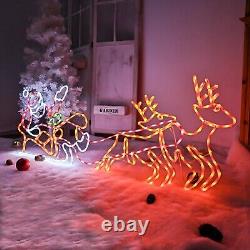 315 LED Santa Sleigh and Reindeer Lights, Christmas Lighted Neon Sign, Lighte