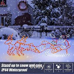 315 LED Santa Sleigh and Reindeer Lights, Christmas Lighted Neon Sign, Lighte