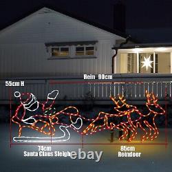 315 LED Santa Sleigh and Reindeer Lights, Christmas Lighted Neon Sign, Lighte
