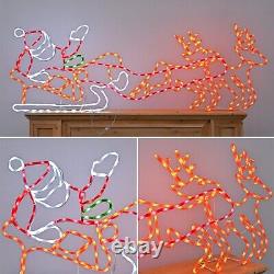 315 LED Santa Sleigh and Reindeer Lights, Christmas Lighted Neon Sign, Lighte