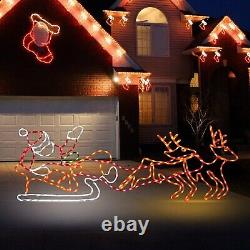 315 LED Santa Sleigh and Reindeer Lights, Christmas Lighted Neon Sign, Lighte