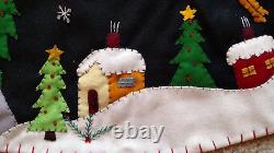 31 Hand made Wool SANTA Sleigh REINDEER Snow Village Scene CHRISTMAS TREE SKIRT