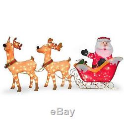 34 Pre-Lit Santa with Reindeer and Sleigh Indoor/Outdoor 245 Lights