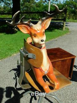 38.5 Vintage Large #3 Reindeer Antlers Blow Mold-Craft Mechanical Santa Sleigh