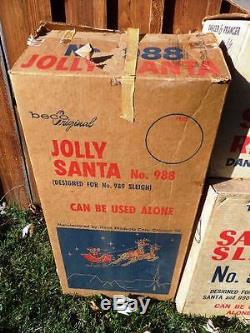 3 BECO BLOW MOLDS Santa Sleigh Reindeer Vintage Christmas Lights