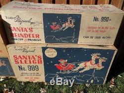3 BECO BLOW MOLDS Santa Sleigh Reindeer Vintage Christmas Lights