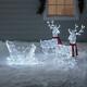 3 Pc Outdoor Lighted Christmas Decoration Acrylic Reindeer And Santa Sleigh Set