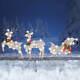 3 Pc Reindeer And Santa Sleigh Set Outdoor Lighted Christmas Decoration Silver