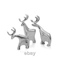 3-Piece Blitzen Reindeer Figurine Set, Lustrous Alloy Santa's Sleigh Team for