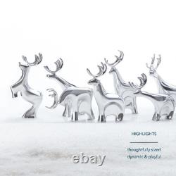 3-Piece Blitzen Reindeer Figurine Set, Lustrous Alloy Santa's Sleigh Team for