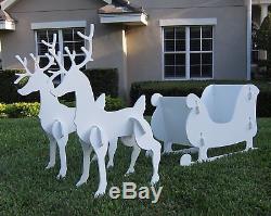 3 Piece Christmas Outdoor Decor Santa Sleigh & 2 Reindeer Xmas Yard Display Set