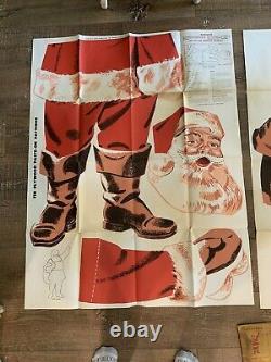 3 VTG 1956 Douglas Fir Plywood Association Santa Claus, Sleigh, Reindeer Cutouts