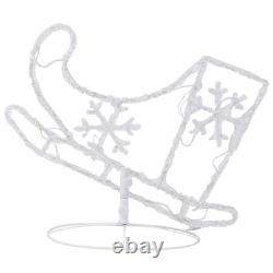 3pcs Lighted Deers and Santa Sleigh with 72 LED Lights, Flying Lighted Reindeers