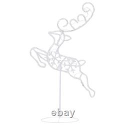 3pcs Lighted Deers and Santa Sleigh with 72 LED Lights, Flying Lighted Reindeers