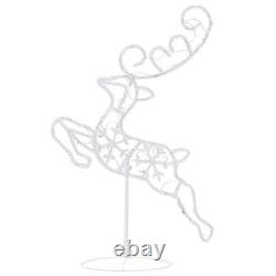 3pcs Lighted Deers and Santa Sleigh with 72 LED Lights, Flying Lighted Reindeers