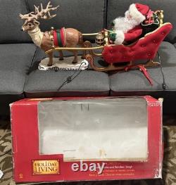 41 Holiday Living Animated Reindeer & Santa On Sleigh Lamp Christmas Tested