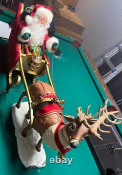41 Holiday Living Animated Reindeer & Santa On Sleigh Lamp Christmas Tested