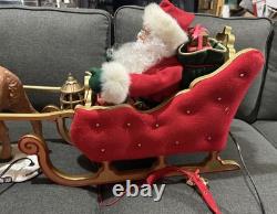 41 Holiday Living Animated Reindeer & Santa On Sleigh Lamp Christmas Tested